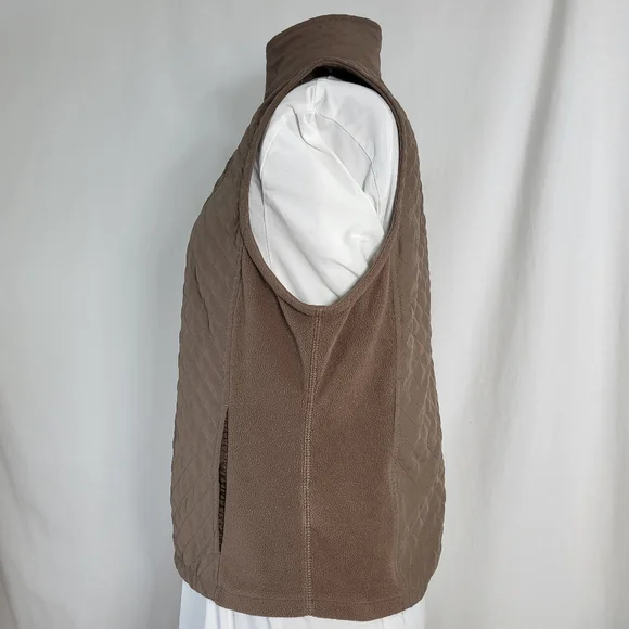 Columbia Mocha Brown VEST Womens Size S Small Full Zip Quilted, Fleece Sides - Picture 3 of 15